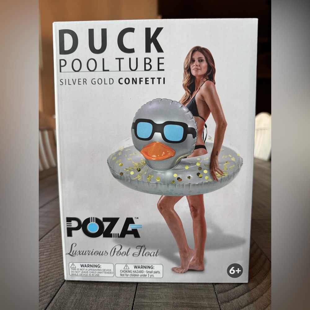 Poza Silver Ducky Pool Float Tube W/Gold Confetti (NEW)
